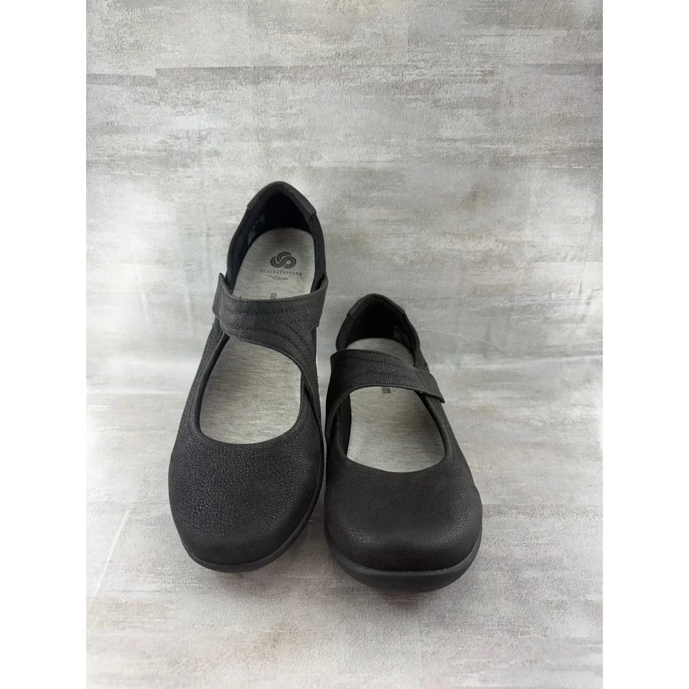 Clarks Cloudsteppers Sillian Tana Black Mary Jane Flats Women Sz 10W Wide